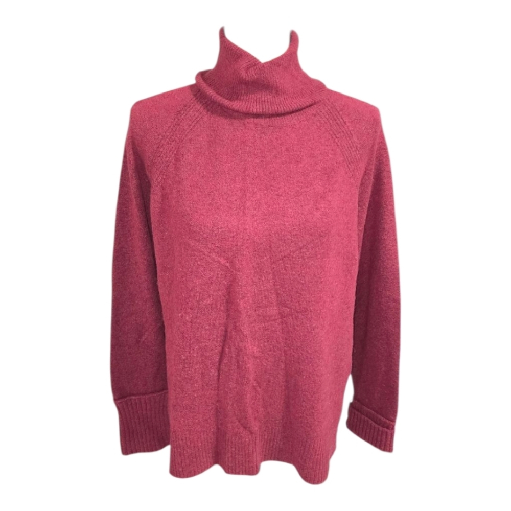 J. Crew Red Pink Turtleneck Merino Wool Cozy Comfy Casual Sweater Size Medium